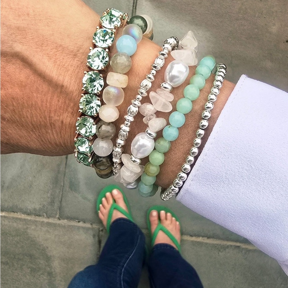 Park Lane Carefree Bracelet Set- Silver and Pastel Beaded Bracelet Set of 5